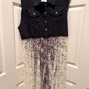 Black Denim and Lace Dress